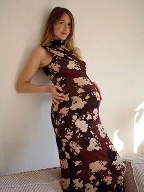 MNG Mango Mock Neck Midi Fitted Dress